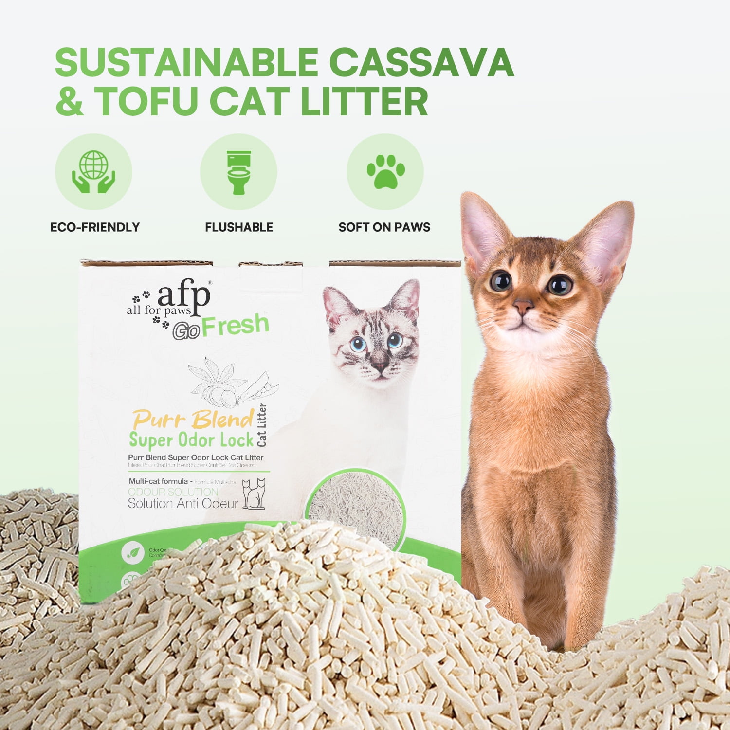All For Paws Natural Cassava & Tofu Cat Litter, 10lb, Unscented – Sustainable Tofu Cat Litter with Strong Clumping