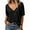 Black, variant on Deep V-neck Women Short Sleeved Casual Solid Colro T-shirt Tops