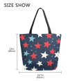 thumbnail image 5 of FORMRS Womens Canvas Tote Bag with Zipper Inner Pocket Shoulder Handbag, Red White Stars, 5 of 7