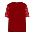 thumbnail image 3 of Women Sparkly Glitter Velvet Shirt Tee Trendy Loose Casual Basic Top Crewneck Comfy Short Sleeve Blouse Red L, 3 of 6