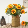 thumbnail image 3 of Girasol Artificial Delicada Flor Falsa Exquisita Simulación Ramo De Girasol Decoración Floral Tela De Seda Flores Adorno De Escritorio Para Escenario Boda Tienda Ventana 10Pcs Speravity HA019358-00, 3 of 5