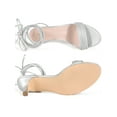 thumbnail image 5 of BLISSFUL STEP Women's Strappy Strap Lace Up Kitten Heel Sandals Silver 8.5, 5 of 8