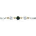 thumbnail image 2 of Gem Stone King 925 Sterling Silver and 10k Yellow Gold Green Mystic Topaz White Moissanite and White Lab Grown Diamond Bracelet for Women (2.98 Cttw, Round 7MM and 6MM, 6.5/7/7.5 inch, Made in Italy), 2 of 4