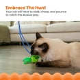 thumbnail image 3 of Catstages Tail Teaser Ground Prey Cat Wand Toy for Indoor Cats, Includes 2 Catnip Toys, Crinkle Sounds, Feathers, and Claw-Proof Rope for Interactive Play, Green, 3 of 6