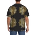 thumbnail image 3 of Gukieu Gold Mandala Print Men's Short-sleeved Shirts, Button-down Pocket Shirts, T-shirts, Beach Vacation Travel Summer Clothing-X-Large, 3 of 5