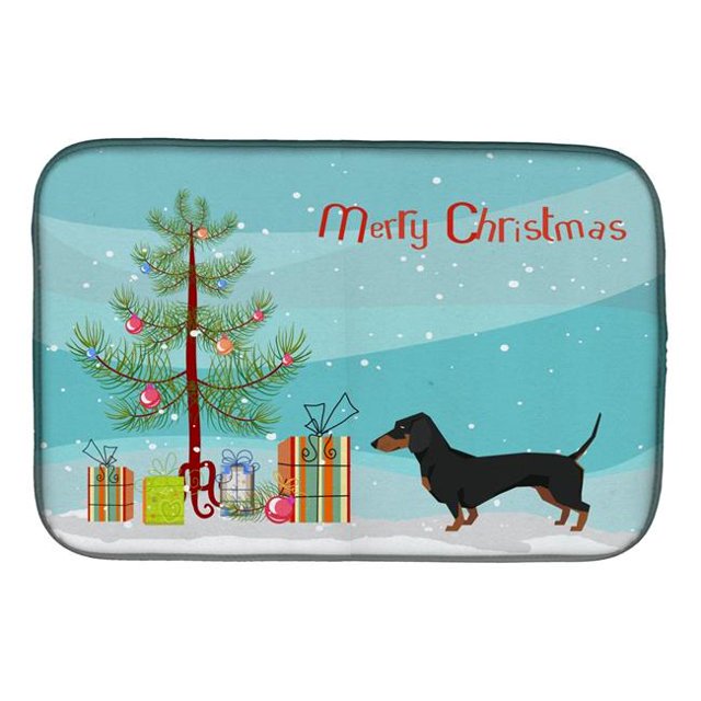 Carolines Treasures CK3533DDM Dachshund Christmas Tree Dish Drying Mat
