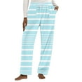 thumbnail image 5 of AINIYS Women's Casual Pajamas Pants Fleece Soft Fall Winter Warm Pjs Pants Drawstring Stripe Sleep Pants with Pockets Blue Pajamas for Women _w L, 5 of 8