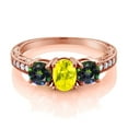 thumbnail image 2 of Gem Stone King 2.02 Ct Canary Mystic Topaz Green Mystic Topaz 18K Rose Gold Plated Silver Moissanite Ring (Size 6), 2 of 4