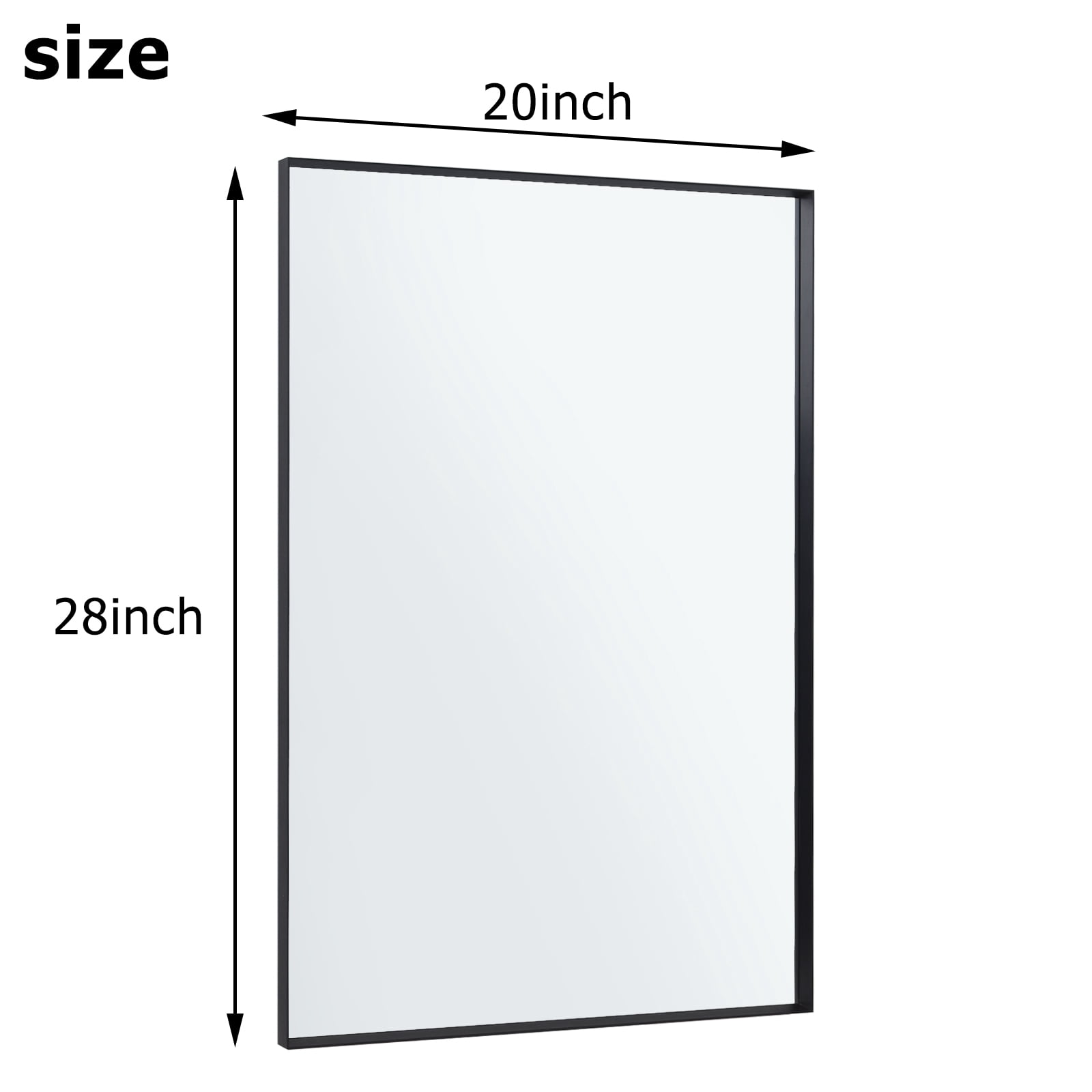 Gleamira 20"x28" Rectangular Bathroom Mirror Wall Vanity Mirror with Deep Frame, Black