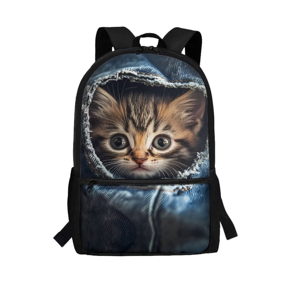 Uorisanigo Cute Cat Kids Backpack for Girls Boys 6-12 Year, Multifunctional Back to School Bag, Preschool Elementary Kindergarten Casual Basic Bookbag