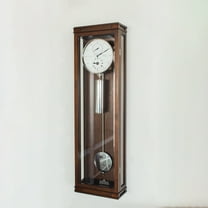 Hermle 37" Walnut Brown and White Mechanical Regulator Pendulum Wall Clock