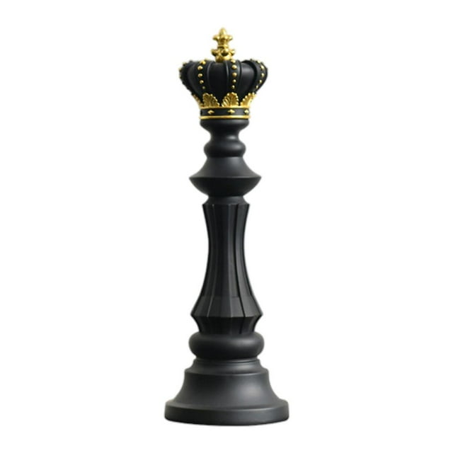 Material de resina, arte, piezas de ajedrez, escultura, adorno, figurita, decoración de oficina. Rey negro