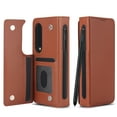 thumbnail image 2 of ELEHOLD for Samsung Galaxy Z Fold 3 Wallet Case, PU Leather Card Cash Slot Double Magnetic Clasp Kickstand  Flip Full-coverage Shockproof Case with S Pen Holder for Samsung Galaxy Z Fold 3,Brown, 2 of 9