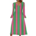 thumbnail image 2 of Dresses for Women Printed Casual Long Sleeve V-Neck Stripe Dress with Pockets, 2 of 5