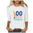 thumbnail image 2 of Lilgiuy Basic Tees for Women Women's Trendy Daily Versatile Casual O-Neck Three Quarter Sleeve 100 Days Sharper Letter Printed Top for First Day of School (White,XL), 2 of 4