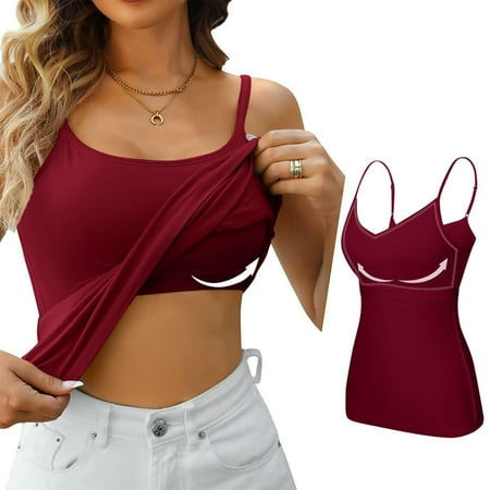 Rigardu Women s Summer Tops 2024 Tank Top Yoga Gym Sleeveless Camisole Plus Size Underwear with Chest Pad S 6Xl Wine + 3XL