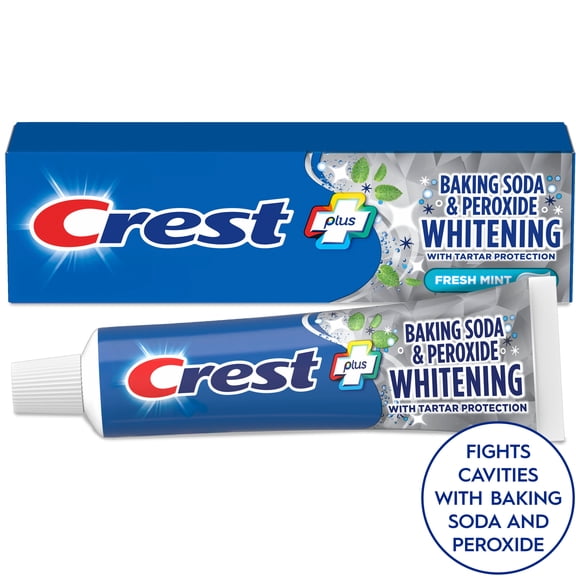 Crest Toothpaste, Plus Baking Soda & Peroxide Whitening Toothpaste, Fresh Mint, 2.4 oz