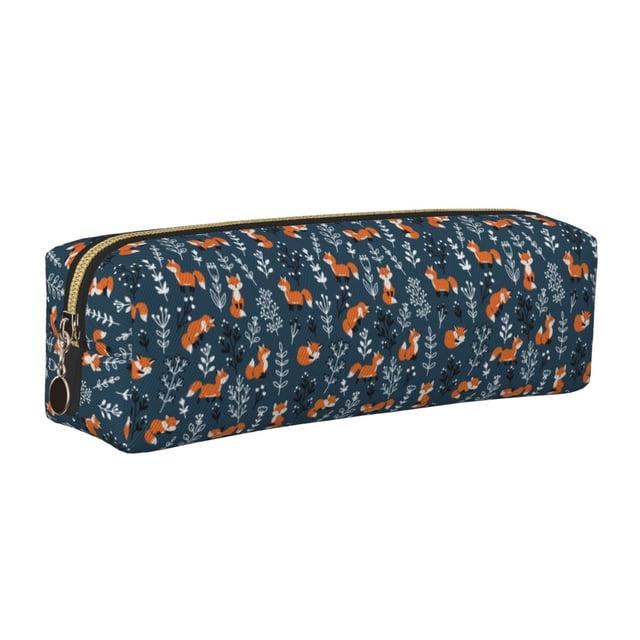 Disketp cute fall fox Estuche de Lápices de Cuero con Cierre, Estuche Compacto para Papelería, Bolígrafos y Accesorios Pequeños