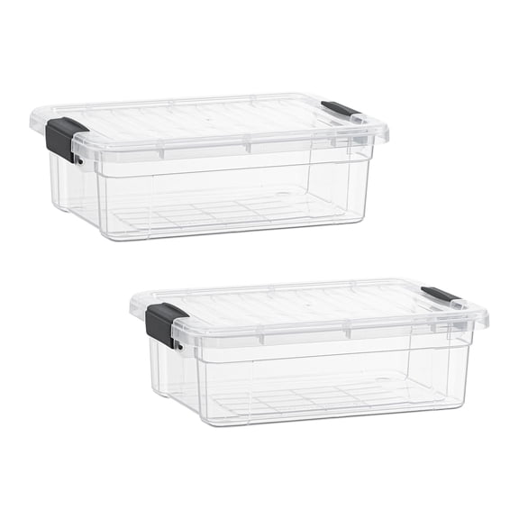 Superio Clear Storage Boxes with Lids, Plastic Container Bins for Organizing, Stackable Crates, BPA Free, Non Toxic, Odor Free, Organizers for Home, Office, School, and Dorm, 4.5 Quart, 2 Pack