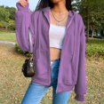 thumbnail image 2 of ZSQDM Under $15 Women'S Full Zip Up Hoodie Long Sleeve Hooded Sweatshirts Pockets Jacket Coat For Women Polyester Women'S Hoodies & Sweatshirts Purple Women'S Nylon Hoodie Xl, 2 of 6