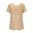 thumbnail image 6 of LIaqionyy Girls Sparkly Sequin T Shirts Crewneck Short Sleeve Summer Beach Vacation Party Tops Clothes, 6 of 7