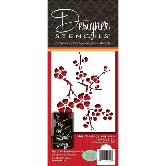 Designer Stencils Blooming Cherry Tree Tier 2 Cake Stencil, Beige/semi-transparent