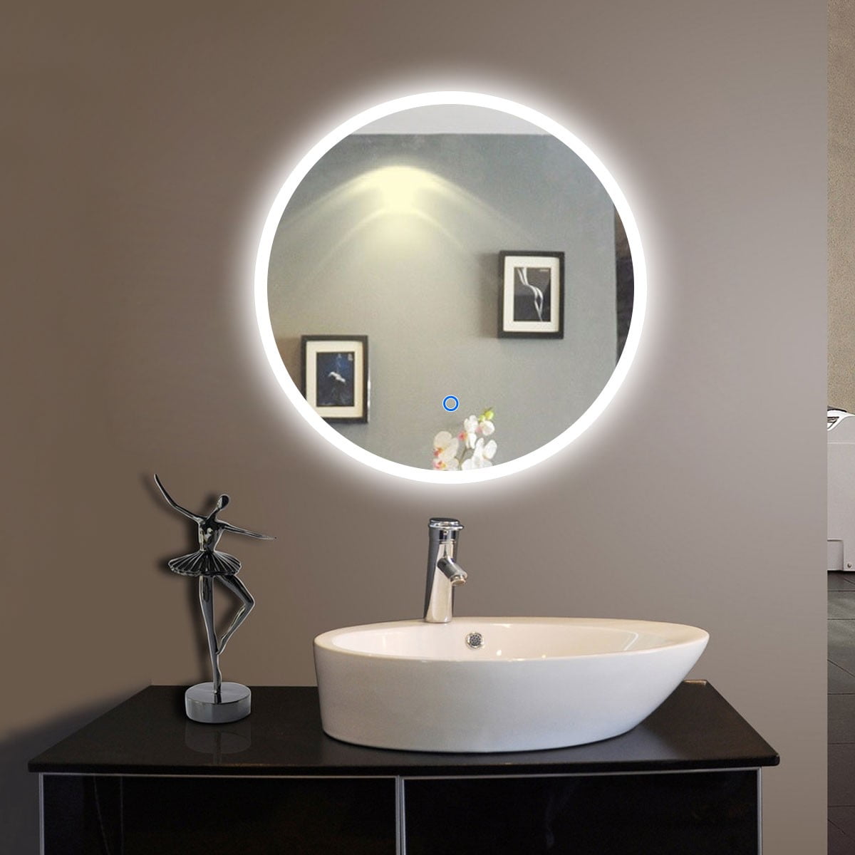 Decoraport Classic Bathroom Round Mirror Wall Mounted Backlit Decoraport Classic Bathroom Round Mirror Wall Mounted Backlit Vanity With Touch Sensor Frameless Lighted Makeup 36 X 28 Inch Cl065 1