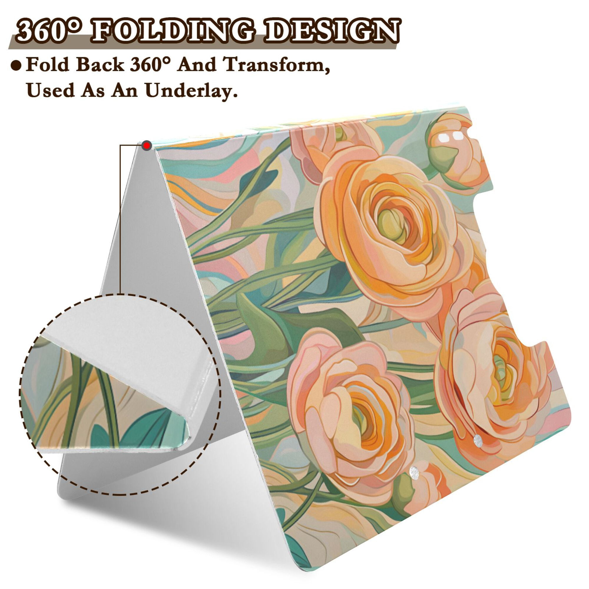 FORMRS A4 Clipboard Folder with Pen Holder Horizontal Foldable School Office Binder, Abstract Floral Art