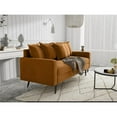 thumbnail image 5 of Pemberly Row 70" Square Arm Modern Velvet & Metal Sofa in Ginger Brown, 5 of 12