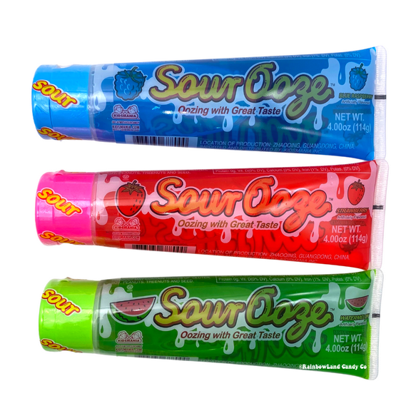 3 pack Kidsmania Ooze Tubes! Oozing Delicious Flavors - Blue Raspberry, Cherry, Green Apple! 4oz each