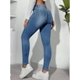 thumbnail image 3 of Women's High - Waisted Skinny Jeans Pearl - Embellished, Elegant Glam Trend Fashion Party  Casual Cotton Denim, Stretchy Fit Light Blue Wash Fashion Party  Casual Pants, 3 of 5