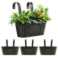 thumbnail image 6 of Keyohome 4Pcs Hanging Flower Pots,Metal Wall Planter,Iron Bucket Planter with Detachable Hooks for Indoor Outdoor,Drainage,Rustproof,Black,10.6", 6 of 9
