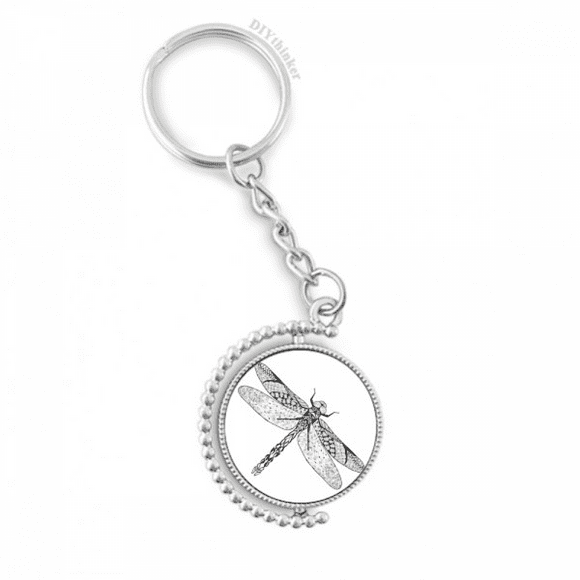 dragonfly animal portrait sketch rotatable keyholder disc accessories chain clip