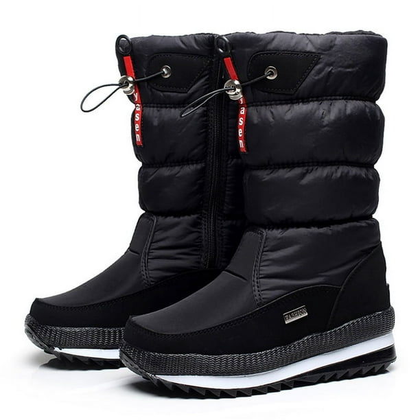 Botas de nieve de invierno para exterior, zapatos gruesos y cálidos con relleno de algodón para mujer, botas de media pantorrilla impermeables antideslizantes de talla grande