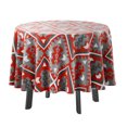 thumbnail image 1 of Vargottam Indoor/OutdoorRoundTablecloth 58 InchRoundTablecloth Waterproof PatioTableCloths,Spring/SummerTableCovers For Backyard CircularTable/Bbqs/Picnic -Red & Gray, 1 of 8