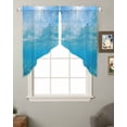 thumbnail image 2 of Blue Teal Summer Beach Swag Valances for Windows, Coastal Nautical Seawater Ocean Rod Pocket Sheer Valances for Small Windows, Swag Toppers Light Filtering for Kitchen Living Room 2 Panels 28''x36'', 2 of 6