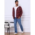 thumbnail image 2 of DARING DIVA Men's Fleece Lining Drawstring Hooded Plaid Shirt Jacket M Black Red, 2 of 7