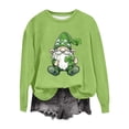 thumbnail image 2 of St. Patrick's Day Hoodie for Women Graphic Gnome Shamrock Print Crewneck Long Sleeve Soft Warm Fleece Lining Festive Holiday Gift Pullover, 2 of 5