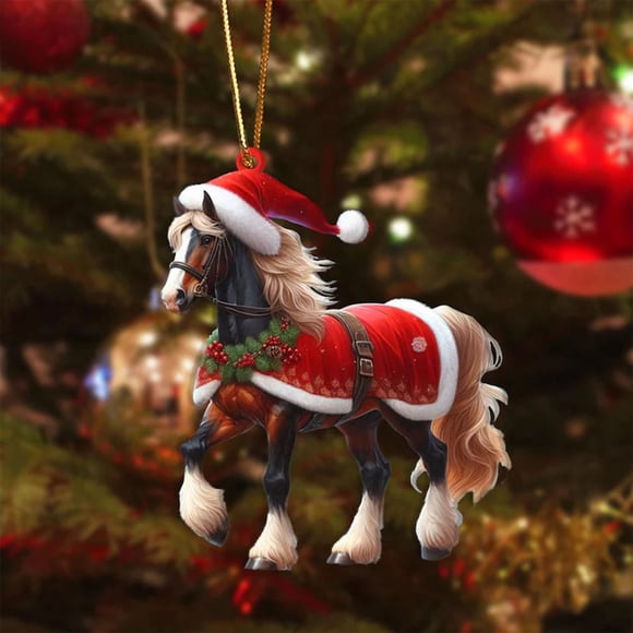 Boovnll Ornements de Noël, Décoration de Noël Décoration de Sapin de Noël Cheval Décoration de Noël Ou Amateur de Chevaux Décoration Acrylique Plate 2D, Décorations de Sapin de Noël, Décorations de Noël