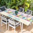 thumbnail image 2 of Easter Table Cloths for 8 Foot Rectangle Tables, Spring Watercolor Bunny Eggs Flowers Pink Plaid Patio Waterproof Elastic Fitted Tablecloths, Washable Rectangular Table Cover for Camping, 2 of 8