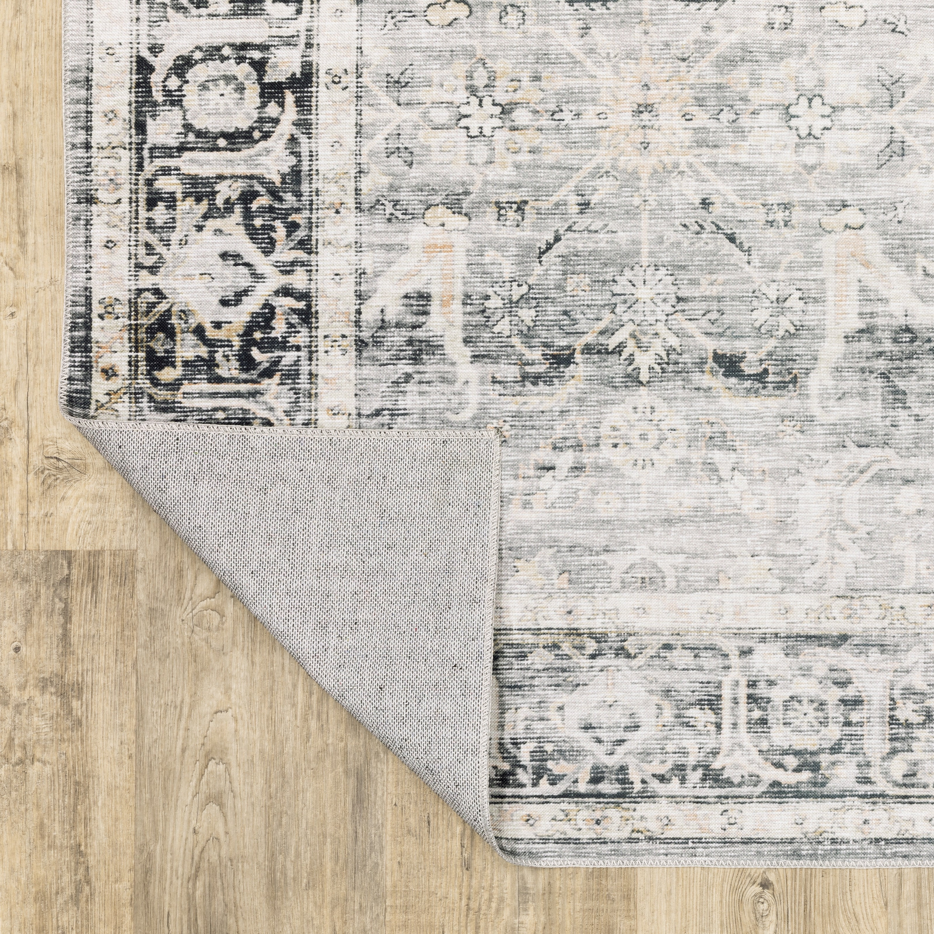 Avalon Home Celeste Washable Bordered Oriental Charcoal/ Grey Indoor Area Rug