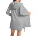 thumbnail image 4 of ClodeEU Women's Zip Long Sleeve Hooded UV Protection Long Jacket ,Casual Solid Color Coat with Pockets Gray^,Women's Plus S, 4 of 6