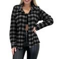 thumbnail image 1 of iHPH7 Womens Shacket Fall Outfits for Women Plaid Jacket for Woman Open Front Cardigan for Women Plaid Shacket Long Sleeve Cardigan for Women Going Out Jackets for Women Gray M, 1 of 6