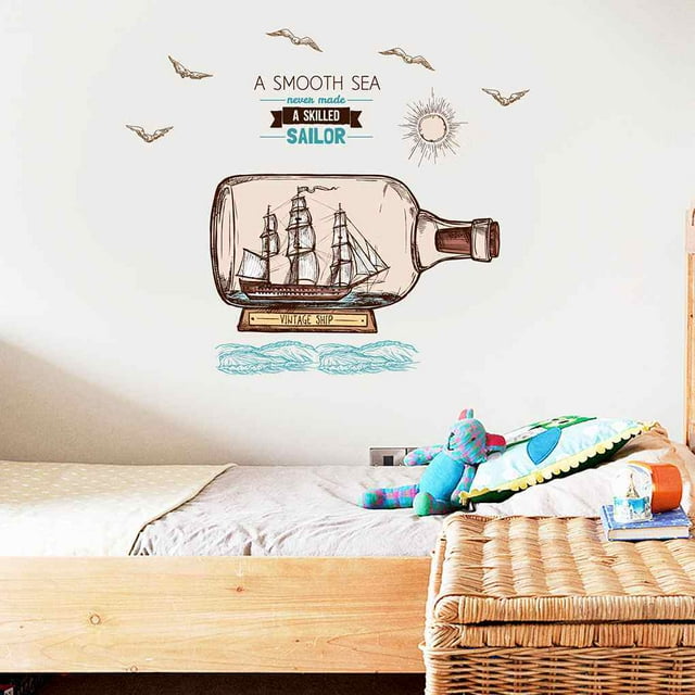 60x90CM Romantic Style Current Bottles Romantic style Pattern Wall Tattoo Decal Self-adhesion Living Room Wall Stickers