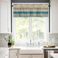 thumbnail image 3 of Bohemian Teal Window Curtains Valance Set of 3 Brown Stripe Retro Wave Line Rod Pocket Small Kitchen Curtain, Soft Window Treatment for Bedroom Party Holiday Decor, 3 of 8