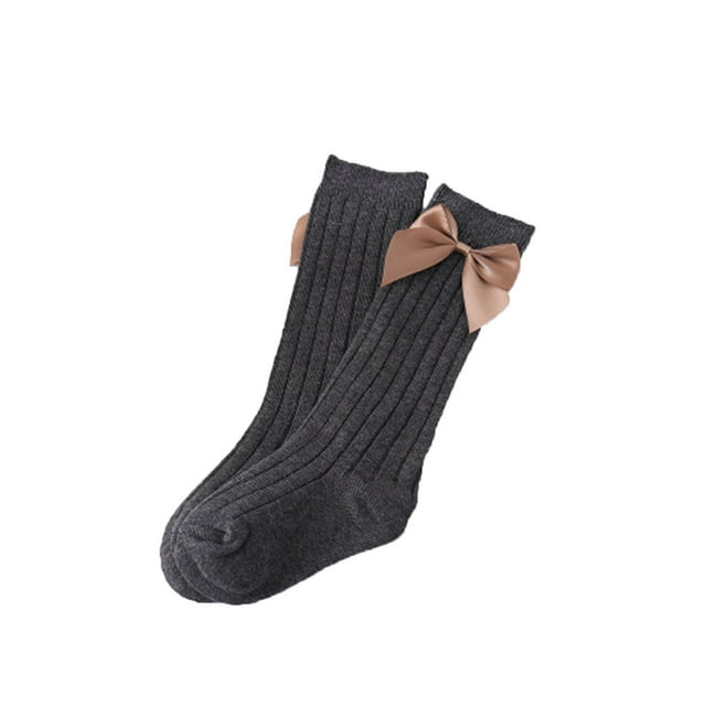 Kmbangi Newborn's Solid Color Knitted Socks, Non Slip Floor Socks with Bow Decorations