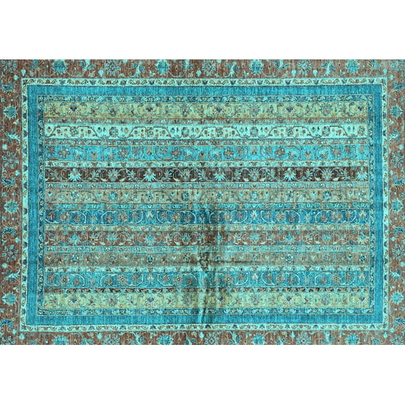 Ahgly Company Indoor Rectangle Oriental Light Blue Modern Area Rugs, 3' x 5'