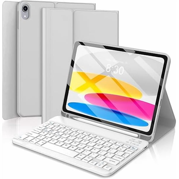 Funda de Teclado Magnética Gris Claro con Soporte para Lápiz, iPad 10.ª/11.ª Gen