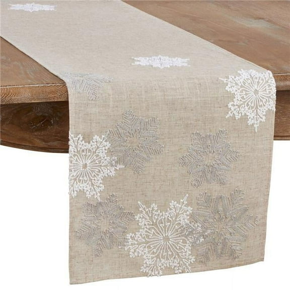 Saro Lifestyle Embroidered Snowflake Table Runner