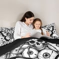thumbnail image 5 of Homewish Skull Moth Damask 7-Piece Twin Bedding,Gothic Halloween Bedding Comforter Set,White Black,Black Reversible, 5 of 8
